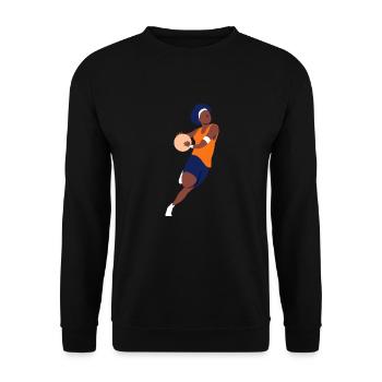 Joueur de basket fille cadeau I streetball - Sweat-shirt Unisexe - noir - Devant - Alina (178cm) & Michal (187cm)