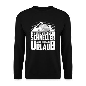 Camper Bus Van Geschenk I Caravan Camping - Unisex Pullover - Schwarz - Vorne - Alina (178cm) & Michal (187cm)