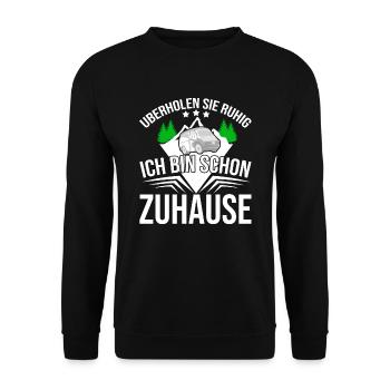 Camper Bus Van Geschenk I Caravan Camping - Unisex Pullover - Schwarz - Vorne - Alina (178cm) & Michal (187cm)
