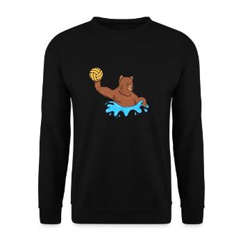 Bär Wasserball Geschenk I Braunbär Wasserballer - Unisex Pullover - Schwarz - Vorne - Alina (178cm) & Michal (187cm)