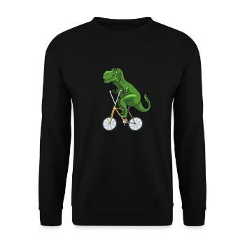 T-Rex road bike gift I Dino cycling bike - Unisex Sweatshirt - black - Front - Alina (178cm) & Michal (187cm)