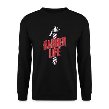 Barber Barbershop Barbier Bart - Unisex Pullover - Schwarz - Vorne - Alina (178cm) & Michal (187cm)