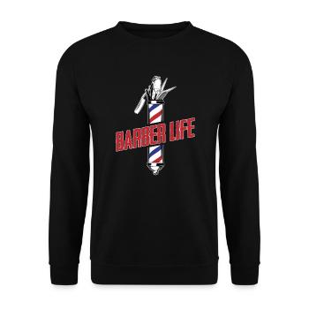 Barber Barbershop Barbier Bart - Unisex Pullover - Schwarz - Vorne - Alina (178cm) & Michal (187cm)
