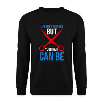Barber Barbershop Barbier Bart - Unisex Pullover - Schwarz - Vorne - Alina (178cm) & Michal (187cm)