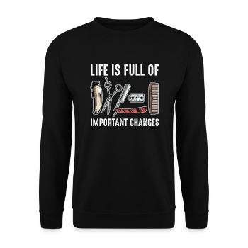 Barber Barbershop Barbier Bart - Unisex Pullover - Schwarz - Vorne - Alina (178cm) & Michal (187cm)