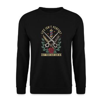 Barber Barbershop Barbier Bart - Unisex Pullover - Schwarz - Vorne - Alina (178cm) & Michal (187cm)
