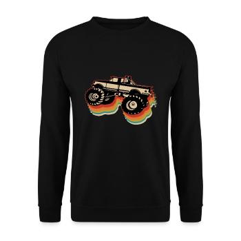 Retro Monster Truck - Unisex Sweatshirt - black - Front - Alina (178cm) & Michal (187cm)