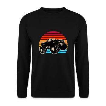 Retro Monster Truck - Unisex Sweatshirt - black - Front - Alina (178cm) & Michal (187cm)