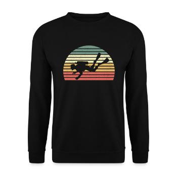 Retro Tauchen Scuba Taucher Tauchsport - Unisex Pullover - Schwarz - Vorne - Alina (178cm) & Michal (187cm)
