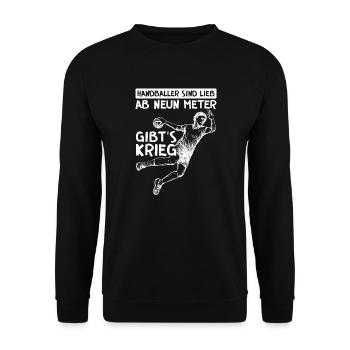 Handballspieler Handball Handballer - Unisex Pullover - Schwarz - Vorne - Alina (178cm) & Michal (187cm)