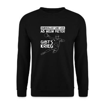 Handballspieler Handball Handballer - Unisex Pullover - Schwarz - Vorne - Alina (178cm) & Michal (187cm)