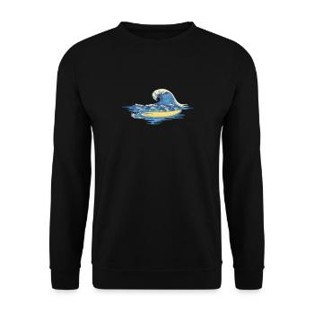 Wellenreiten Surfen - Unisex Pullover - Schwarz - Vorne - Alina (178cm) & Michal (187cm)