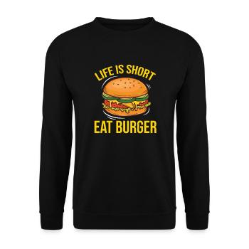 Burger Hamburger Cheeseburger - Unisex Pullover - Schwarz - Vorne - Alina (178cm) & Michal (187cm)