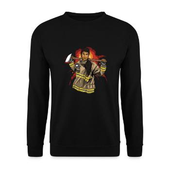 Pompier pompier pompier - Sweat-shirt Unisexe - noir - Devant - Alina (178cm) & Michal (187cm)