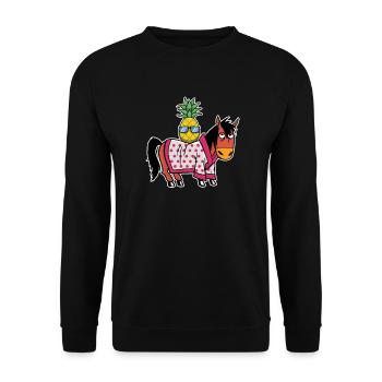 Pineapple Hawaii Aloha Horses Riding - Unisex Sweatshirt - black - Front - Alina (178cm) & Michal (187cm)