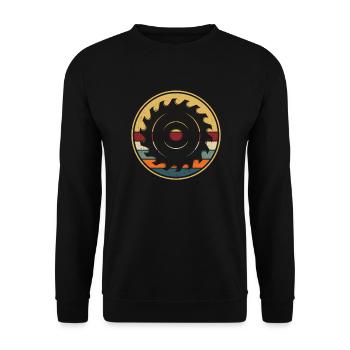 Retro Tischler Holzarbeiter Zimmermann Schreiner - Unisex Pullover - Schwarz - Vorne - Alina (178cm) & Michal (187cm)