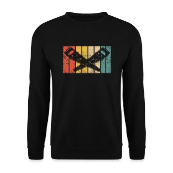 Retro Tischler Holzarbeiter Zimmermann Schreiner - Unisex Pullover - Schwarz - Vorne - Alina (178cm) & Michal (187cm)