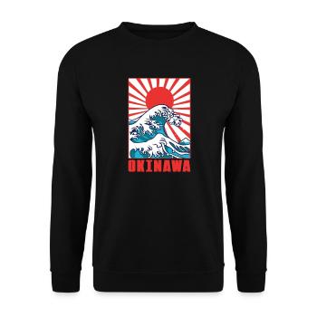 Große Kanagawa Welle Okinawa Japan - Unisex Pullover - Schwarz - Vorne - Alina (178cm) & Michal (187cm)