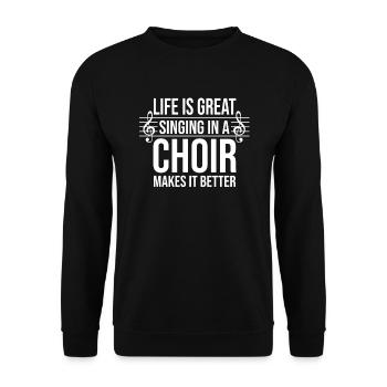 Chor Chorprobe Chorsänger Singen - Unisex Pullover - Schwarz - Vorne - Alina (178cm) & Michal (187cm)
