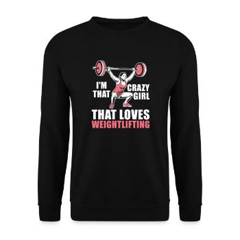 Weightlifting Weightlifter Barbell - Unisex Sweatshirt - black - Front - Alina (178cm) & Michal (187cm)