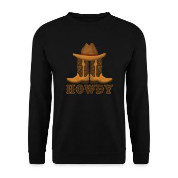 Howdy Cowboy Western Country Cheval Rodéo - Sweat-shirt Unisexe - noir - Devant - Alina (178cm) & Michal (187cm)