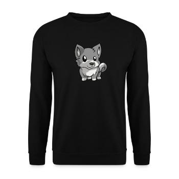 Kawaii Anime Wolf Wildnis Wölfe - Unisex Pullover - Schwarz - Vorne - Alina (178cm) & Michal (187cm)