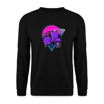 Retro Scooter Mofa Moped Vintage Roller - Unisex Sweatshirt - black - Front - Alina (178cm) & Michal (187cm)