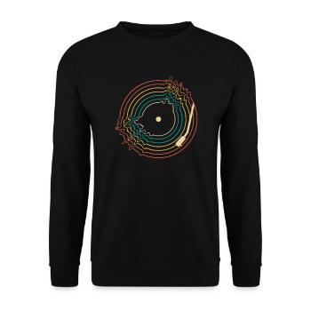 Retro Vinyl Record Record Collector - Unisex Sweatshirt - black - Front - Alina (178cm) & Michal (187cm)