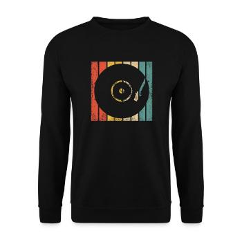 Retro Vinyl Record Record Collector - Unisex Sweatshirt - black - Front - Alina (178cm) & Michal (187cm)