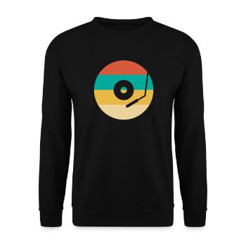 Retro Vinyl Record Record Collector - Unisex Sweatshirt - black - Front - Alina (178cm) & Michal (187cm)