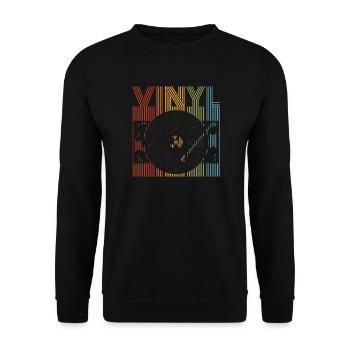Retro Vinyl Record Record Collector - Unisex Sweatshirt - black - Front - Alina (178cm) & Michal (187cm)