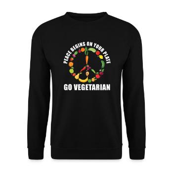 Veggie Gemüse Vegetarisch Vegetarier - Unisex Pullover - Schwarz - Vorne - Alina (178cm) & Michal (187cm)