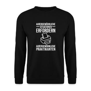 Praktikum Praktikant - Unisex Pullover - Schwarz - Vorne - Alina (178cm) & Michal (187cm)