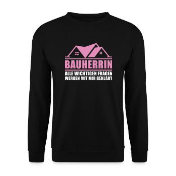 Bauherrin - Unisex Pullover - Schwarz - Vorne - Alina (178cm) & Michal (187cm)