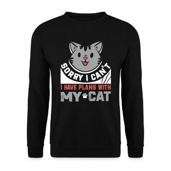 Katze Mietzekatze Hauskatze - Unisex Pullover - Schwarz - Vorne - Alina (178cm) & Michal (187cm)