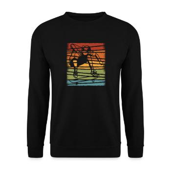 Retro Skateboard Skateboarder Vintage Skater - Unisex Pullover - Schwarz - Vorne - Alina (178cm) & Michal (187cm)