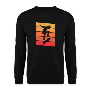 Retro Skateboard Skateboarder Vintage Skater - Unisex Pullover - Schwarz - Vorne - Alina (178cm) & Michal (187cm)