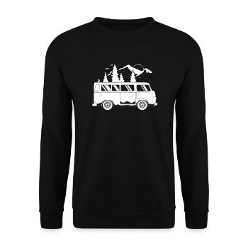 Camper Bus Caravan Camper Bus - Unisex Sweatshirt - black - Front - Alina (178cm) & Michal (187cm)