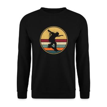 Retro Skateboard Skateboarder Vintage Skater - Unisex Pullover - Schwarz - Vorne - Alina (178cm) & Michal (187cm)
