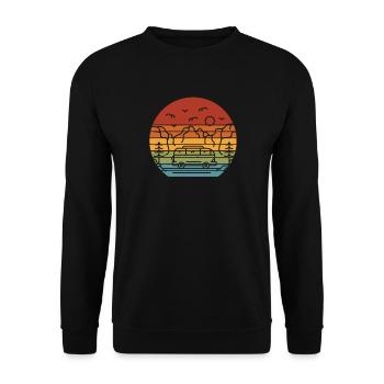 Retro Camper Bus Caravan Vintage Camper Bus - Sweat-shirt Unisexe - noir - Devant - Alina (178cm) & Michal (187cm)