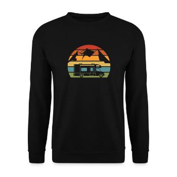 Retro Camper Bus Caravan Vintage Camper Bus - Unisex Sweatshirt - black - Front - Alina (178cm) & Michal (187cm)