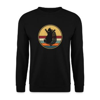 Retro Igel Vintage Stacheligel - Unisex Pullover - Schwarz - Vorne - Alina (178cm) & Michal (187cm)