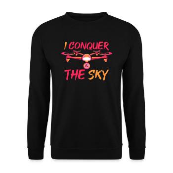 Drone Drone Pilot Quadcopter - Unisex Sweatshirt - black - Front - Alina (178cm) & Michal (187cm)