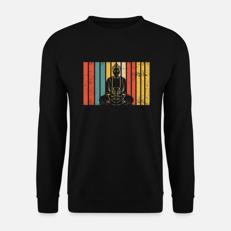 Retro Buddha Buddhist Vintage Buddhismus - Unisex Pullover - Schwarz