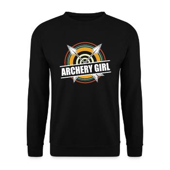 Bogenschütze Bogensport Pfeil Bogen Bogenschießen - Unisex Pullover - Schwarz - Vorne - Alina (178cm) & Michal (187cm)