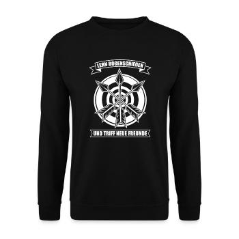 Bogenschütze Bogensport Pfeil Bogen Bogenschießen - Unisex Pullover - Schwarz - Vorne - Alina (178cm) & Michal (187cm)