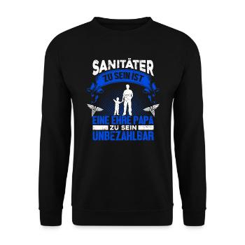 Rettungsdienst Notfallsanitäter Sanitäter - Unisex Pullover - Schwarz - Vorne - Alina (178cm) & Michal (187cm)