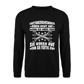 KFZ Mechaniker Autoschrauber Mechatroniker - Unisex Pullover - Schwarz - Vorne - Alina (178cm) & Michal (187cm)