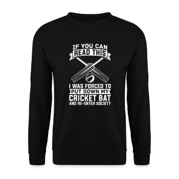 Cricket Cricketschläger Cricketspieler - Unisex Pullover - Schwarz - Vorne - Alina (178cm) & Michal (187cm)