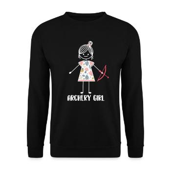 Bogenschütze Bogensport Pfeil Bogen Bogenschießen - Unisex Pullover - Schwarz - Vorne - Alina (178cm) & Michal (187cm)